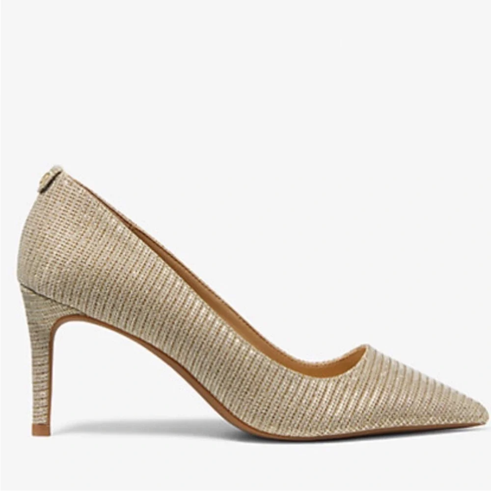 Michael Kors Alina gold flex glitter chain mesh pumps heels | 6.5 - Picture 9 of 9